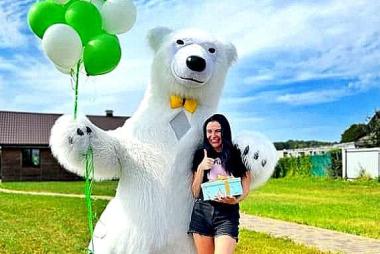 Медведь Киев. Белый мишка аниматор Киев, Бровары, Ирпень, Обухов, Переяслав, Бориспол...